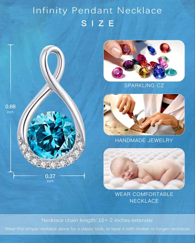 Miniatura 8 de Collares de piedra natal genuina para mujeres y niñas, collar infinito, regalos de cumpleaños para ella, joyería para mujeres adolescentes y niñas
