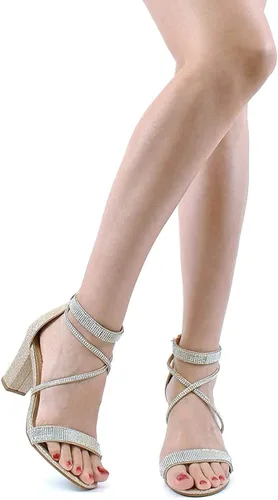 Miniatura 3 de TOP Moda - Sandalias de tacón alto con correa de tobillo y puntera abierta