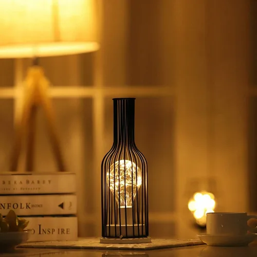 Miniatura 9 de Ulalaza Lámpara LED de alambre de cobre, adornos de hierro forjado, luz nocturna, dormitorio creativo, estilo nórdico, retro, decoración de viento
