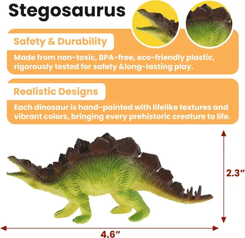 Miniatura 3 de Zippytots Juguetes de Dinosaurio para Niños de 3 a 5, Juego de 10 Piezas de Figuras de Dinosaurio de Plástico Realistas Incluyendo T-Rex