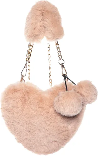 TANOSII Bolso de piel sintética con forma de corazón, bolso de noche esponjoso, bolso cruzado con asa superior para mujeres y niñas