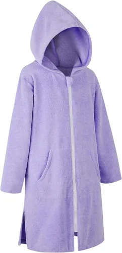 Miniatura 17 de MissShorthair Bata de toalla con capucha para niños, cubierta de playa con cremallera, bata cambiadora de natación para niños, poncho de baño