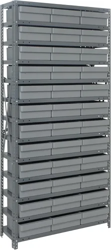 Miniatura 261 de Quantum QSBU-245BK Heavy Duty Shelving Unit with (7) Shelves and (24) QUS245 Black Bins for Garage Warehouse Storage Distribution 400 lb Load