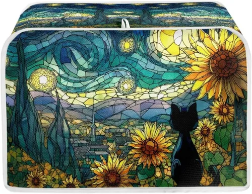 Miniatura 20 de Daisy Print 2 Slice Tostador Cover White Anti-Sputtering Pan Tostador Cover Cover Cover Dust Cover Pequeño Protector Lavable Electrodomésticos