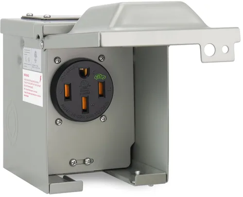 Miniatura 8 de Caja de toma de corriente RV de 30 amperios y 125 voltios, cerrada, con cerradura, resistente a la intemperie, NEMA TT-30R, panel de receptáculo