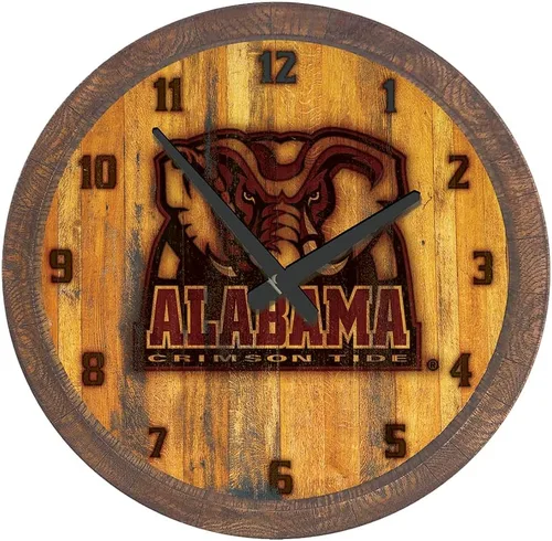 Miniatura 80 de The Fan-Brand NCAA Oklahoma Sooners: Reloj de pared con parte superior de barril de imitación para decoración de bar, decoración de fiesta