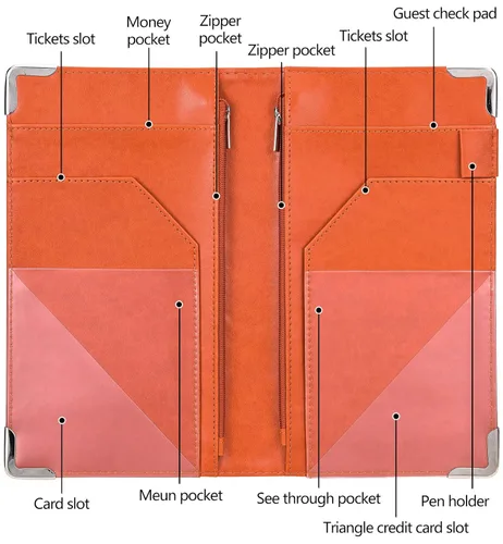 Miniatura 3 de Libros para camarera – Cartera de mesero de 5 x 9 pulgadas con bolsillo con cremallera, lindo organizador de libros de camarera y camareros con Gris