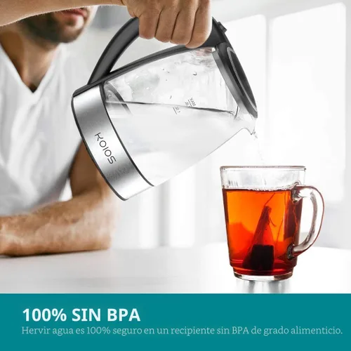 Miniatura 5 de AZEUS Hervidor Eléctrico de Agua de Ebullición Rápida, 1.8L de Gran Capacidad con Apagado Automático y Protección contra Ebullición en Seco, Vidrio