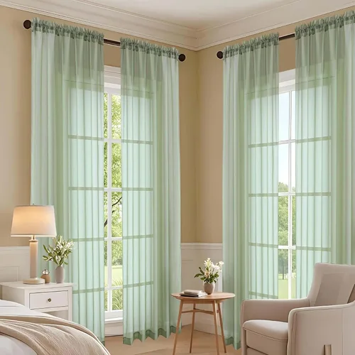 Miniatura 54 de OVZME Cortinas traslúcidas, ligeras, suaves, para estudio, sala de estar y dormitorio, juego de 2 paneles, 42 pulgadas de ancho x 84 pulgadas