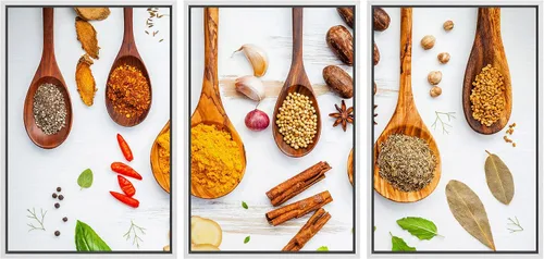 Miniatura 105 de wall26 Lienzo enmarcado para pared, juego de arte de hierbas, verduras y condimentos en madera, alimentos, fotografía cultural, realismo, paisaje