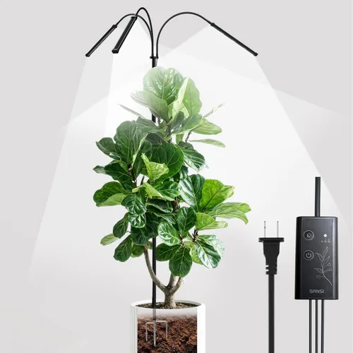 SANSI Luz de cultivo para plantas de interior, luces LED de 3 cabezales para cultivo en interiores, espectro completo de 79 a 90 pulgadas de altura