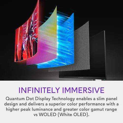 Miniatura 3 de Alienware - Monitor curvado para juegos Quantom Dot-OLED AW3423DW de 34.18 pulgadas, 3440 x 1440 píxeles a 175 Hz, curvatura 1800R, verdadero 0.1 ms