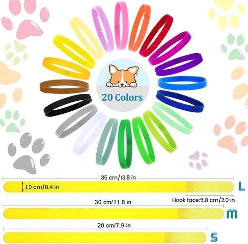 Miniatura 3 de Frienda 60 collares de parto para cachorros, collares para mascotas recién nacidas, bandas de identificación ajustables de doble cara, bandas
