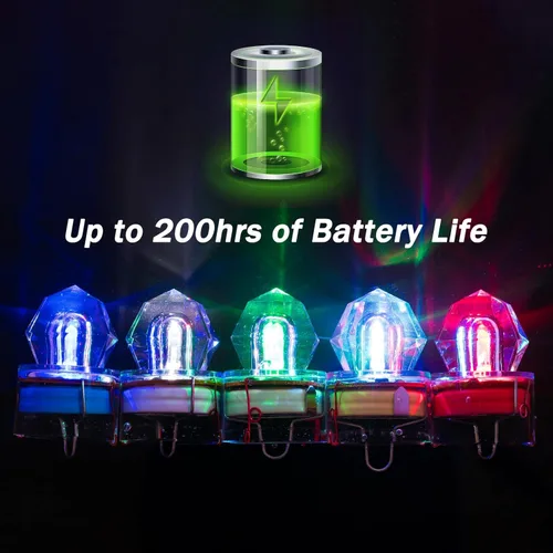 Miniatura 4 de Dr.Fish Paquete de 10 luces de caída profunda, mezcla de colores y agua azul, activan señuelos de pesca LED, luces de diamante bajo el agua, luces