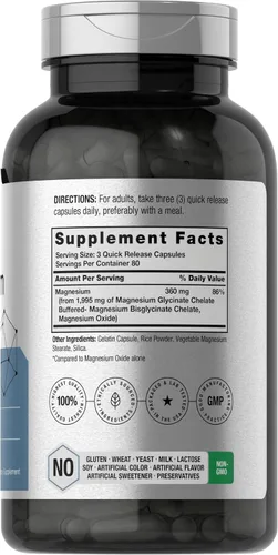 Miniatura 2 de Horbäach Magnesio quelado 360 mg 240 cápsulas Suplemento sin OMG y sin gluten