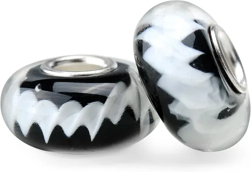 Miniatura 7 de RUBYCA Cuentas de cristal de Murano floral con núcleo de color plateado, ajuste europeo para hacer joyas, 6