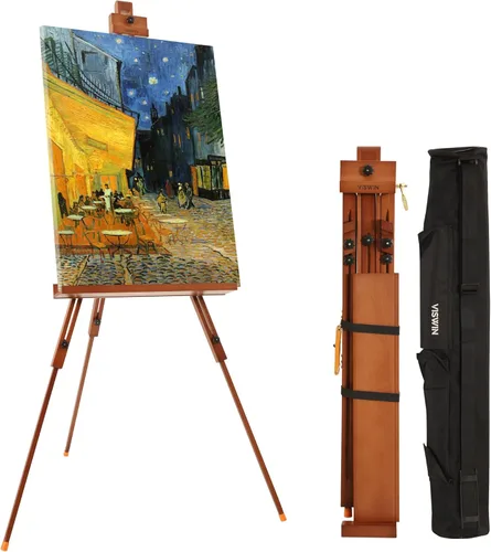 Miniatura 7 de VISWIN Caballete portátil para pintar con bolsa, inclinado plano y ajustable, soporte de caballete de arte de madera de haya, sostiene lienzo