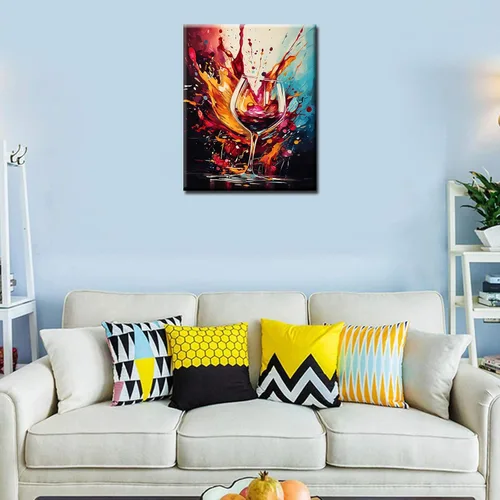 Miniatura 4 de Pintura abstracta para copa de vino por números para adultos principiantes, copa de vino tinto grafitica, pintura digital, bricolaje, bebidas Obras