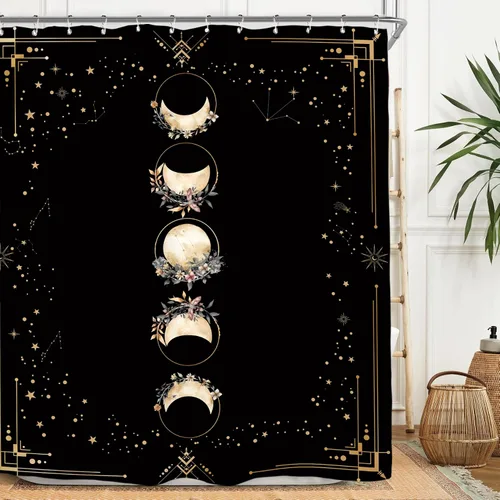 Miniatura 23 de Miyotaa - Juego de cortinas de ducha con fase lunar celestial, diseño de luna iluminada, gótico, zodiacal, astrología, tarot, bruja, de poliéster