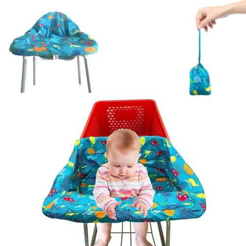 Miniatura 7 de Pozico Funda para carrito de compras para bebé y funda para silla alta – Lavable a máquina, funda para carrito de comestibles para bebés con bolsa