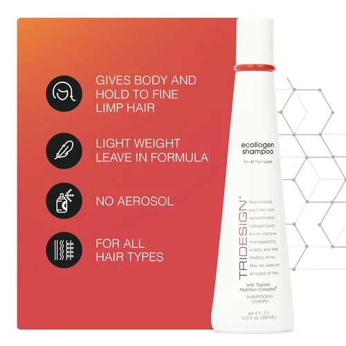 Miniatura 2 de TRIDESIGN Ecollogen Champú hidratante – Cuidado del cabello hidratante y voluminizador para cabello natural, unisex, fórmula espesante – Limpiador