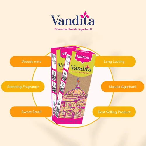 Miniatura 8 de Shubhkart Nirmal Agarbatti - Varillas de incienso Vandita Masala de 9 pulgadas de largo para Puja, fragancia de larga duración, sin carbón