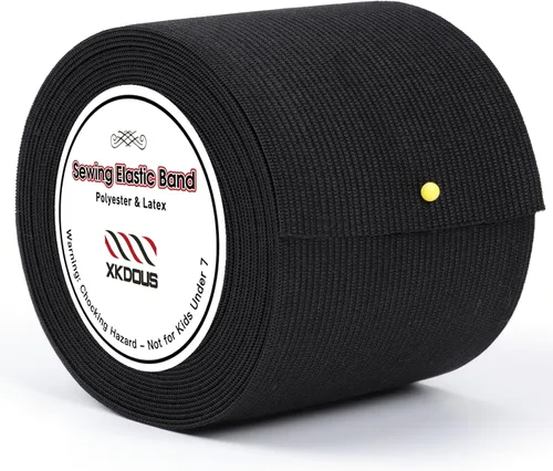 XKDOUS Banda elástica para costura, bandas elásticas de punto negro de 3 pulgadas y 6 yardas para coser cintura y pantalones de cintura, alta