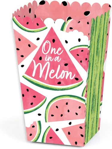 Big Dot of Happiness Sweet Watermelon - Cajas de palomitas de maíz para fiestas de frutas, juego de 12