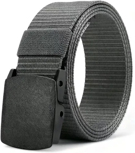 Miniatura 10 de Cinturón táctico para hombre, correa de nailon con hebilla de plástico de liberación rápida, cinturón de utilidad extra largo de 50 pulgadas