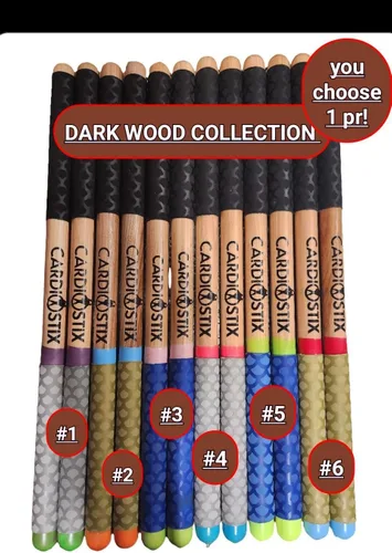 Miniatura 3 de CardioStix Baquetas de cardio de madera de nogal americano con peso de 4.5 onzas por juego (1 par) con empuñaduras negras Batería, fitness, clase