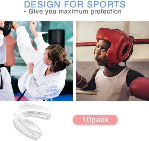 Miniatura 5 de Coolrunner Protector bucal deportivo, paquete de 10 protectores bucales atléticos, protector bucal profesional moldeable juvenil para máxima