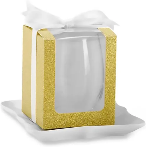 Miniatura 4 de Kate Aspen, Caja de regalo dorada brillante, regalo o recuerdo de fiesta, puede contener copas de vino sin tallo de 9 onzas (juego de 12)