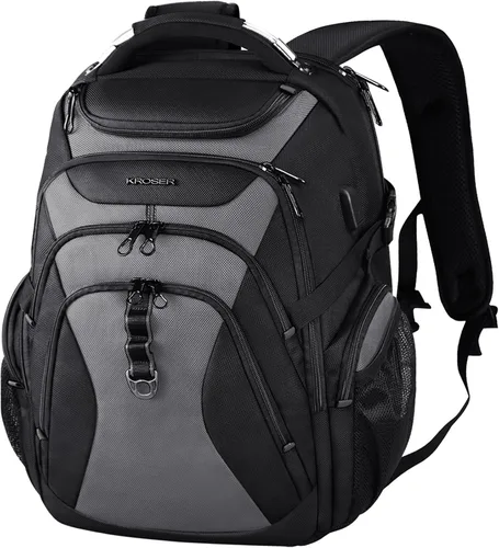 Miniatura 14 de KROSER Mochila de viaje para laptop de 18.4 pulgadas XXXL mochila para juegos con carcasa rígida Saferoom bolsillos RFID repelente al agua, mochila
