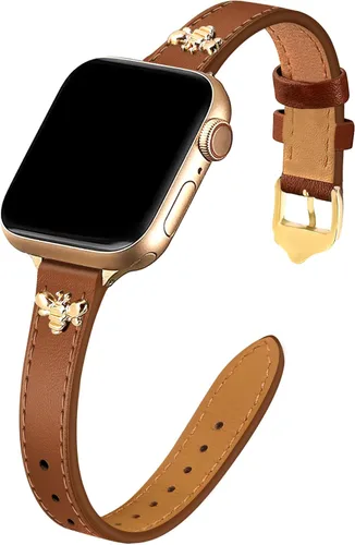 JR.DM Correas de cuero delgadas compatibles con Apple Watch Band 1.496 in 1.575 in 1.614 in 1.654 in 1.732 in 1.772 in 1.811 in 1.929 in, correa de