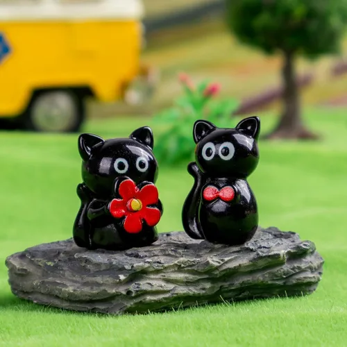Miniatura 6 de 36 piezas Figuras de Gatos Negros en Mini de Resina Variedad de Animales Pequeños Pequeñas Figuras de Gatos en Miniatura a Granel para Accesorios