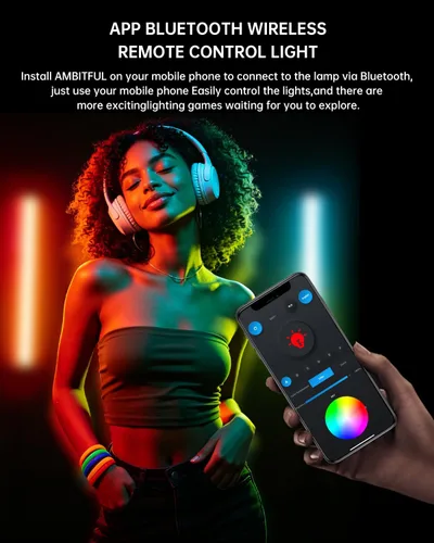 Miniatura 3 de AMBITFUL Varita de luz LED RGB A2 - Barra de luz magnética de video a todo color, luz de tubo de mano con 29 efectos, 2500-8500K, 2500mAh, CRI 95+