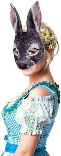 Miniatura 4 de Himine Máscara de conejo de media cara de EVA para fiesta de carnaval de Halloween Negro