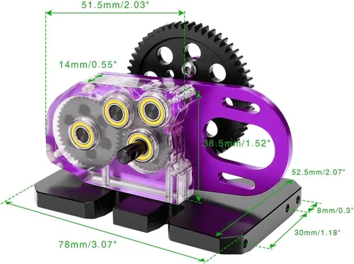Miniatura 5 de Acrílico LCG 2. Caja de cambios de sobremarcha de baja transmisión con placa deslizante y engranaje de motor 15T para 1/10 AXIAL SCX10 I II RC