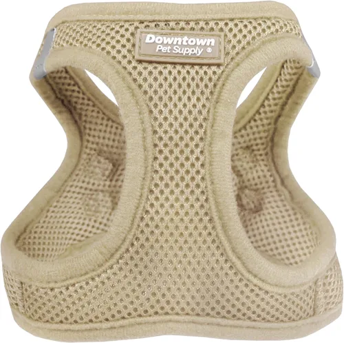 Downtown Pet Supply Arnés para perro sin tirones, tamaño X-Grande, color caqui - Arnés ajustable con tela de malla acolchada y ribete reflectante -