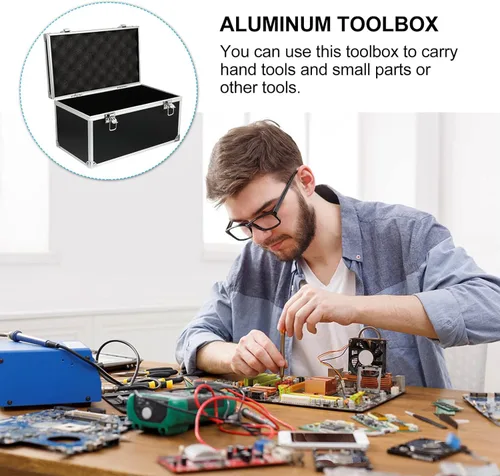 Miniatura 8 de Herramienta portátil de 0.81 x 6.69 x 6.29 pulgadas, estuche de almacenamiento duro con insertos de espuma, organizador de piezas multifunción