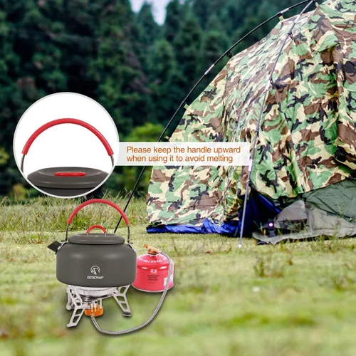 Miniatura 7 de REDCAMP Mini hervidor de agua al aire libre de 0.8L, olla de agua de aluminio con bolsa de transporte, caldera de té ligera compacta