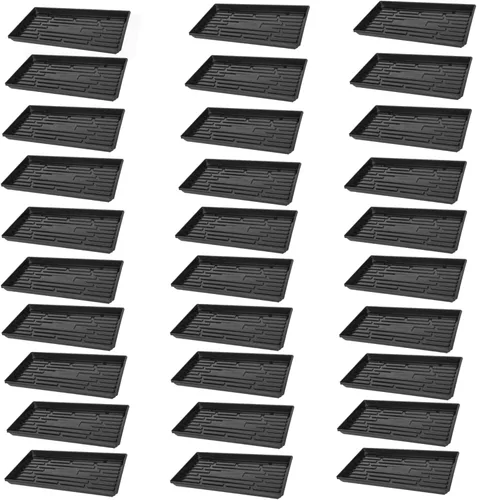 Miniatura 6 de SUNPACK Bandeja de inicio de semillas de plástico resistente de 10 x 20 pulgadas, color negro, 2.5 pulgadas, sin agujeros de drenaje, ideal