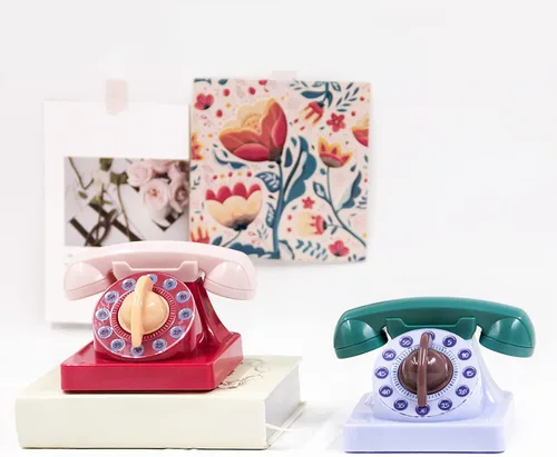 Miniatura 4 de Lindo teléfono de dibujos animados en forma de temporizador de cocina mecánico viento hasta 60 minutos manual 360 grados temporizador giratorio