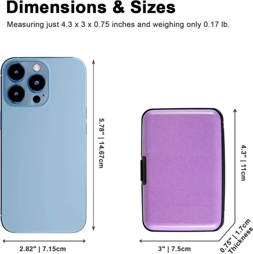 Miniatura 51 de Soporte para tarjetas de crédito, cartera metálica con bloqueo RFID para tarjetas de identificación para mujeres y hombres, funda rígida de aluminio