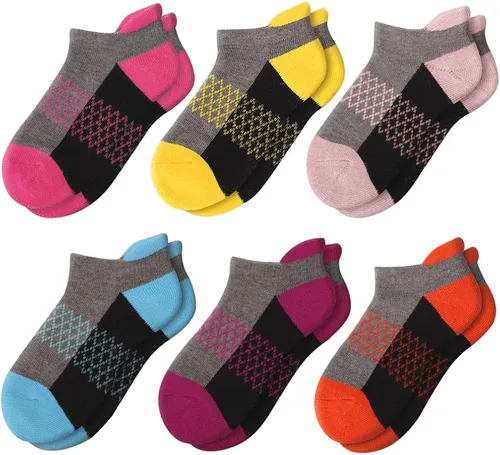 Calcetines para niñas paquete de 6 calcetines atléticos al tobillo para niños suela acolchada calcetines casuales de corte bajo para niños pequeños