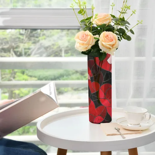 Miniatura 6 de Florero de plástico de San Valentín con forma de corazón de vitral, 11.8 x 3.9 pulgadas, jarrones decorativos para el hogar, mesa de cocina, centros