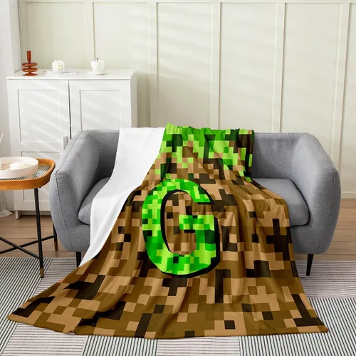 Miniatura 14 de Castle Fairy Manta pixelada de franela de la letra B, manta de forro polar estilo minero, para niños y niñas, niños y adultos, manta mullida