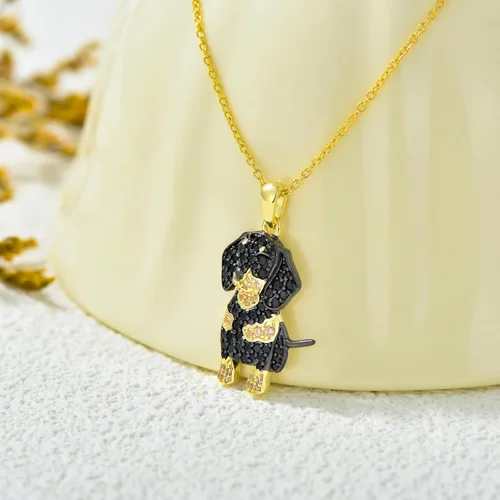 Miniatura 93 de Collares con colgante de perro de plata de ley S925 – 24 razas corgi/husky/labrador/pastor para mujer