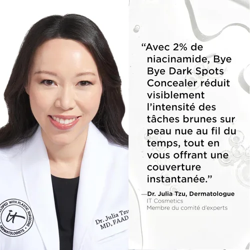 Miniatura 8 de IT Cosmetics Bye Bye Dark Spots Corrector + suero iluminador – 2% niacinamida, ácido hialurónico y cafeína – Cobertura media, acabado natural, todo