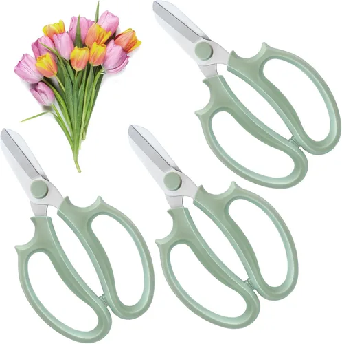 Miniatura 10 de 3 piezas de tijeras de jardín para flores, tijeras florales de podar, tijeras de flores de acero inoxidable con mangos de agarre cómodos, cortadoras